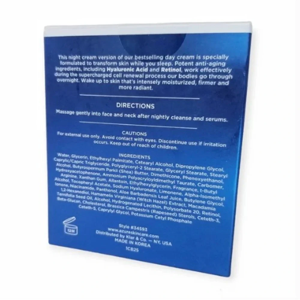 Azure HYALURONIC RETINOL Anti Aging Night Cream 1.69 FL OZ 50 ML New In Box‎
